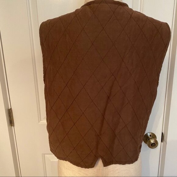 DEBRA DeROO VEST BROWN QUILTED BUTTON CLOSE SIZE S SMALL JACKET COAT - Picture 4 of 6